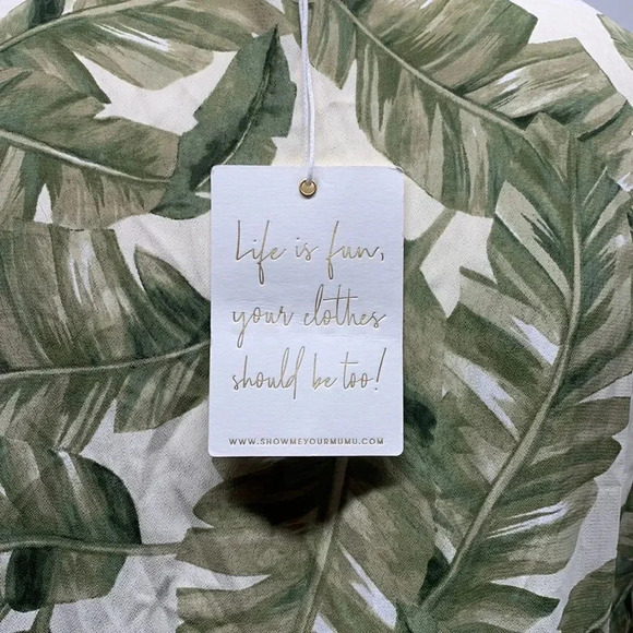 Show Me Your Mumu Marlow Top Blouse Shirt Palm Leaf Print White Green New XS - Picture 13 of 13